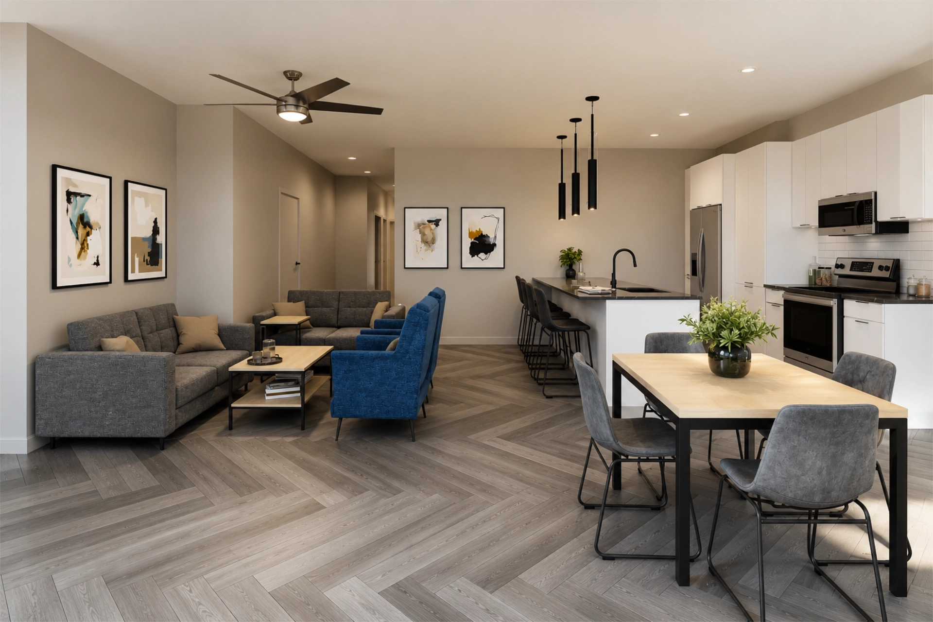 The Mark - Unit Kitchen +Living + Dining